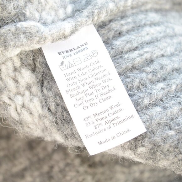 Everlane The Cloud Checkered Turtleneck Sweater Grey Sz S - Picture 6 of 6